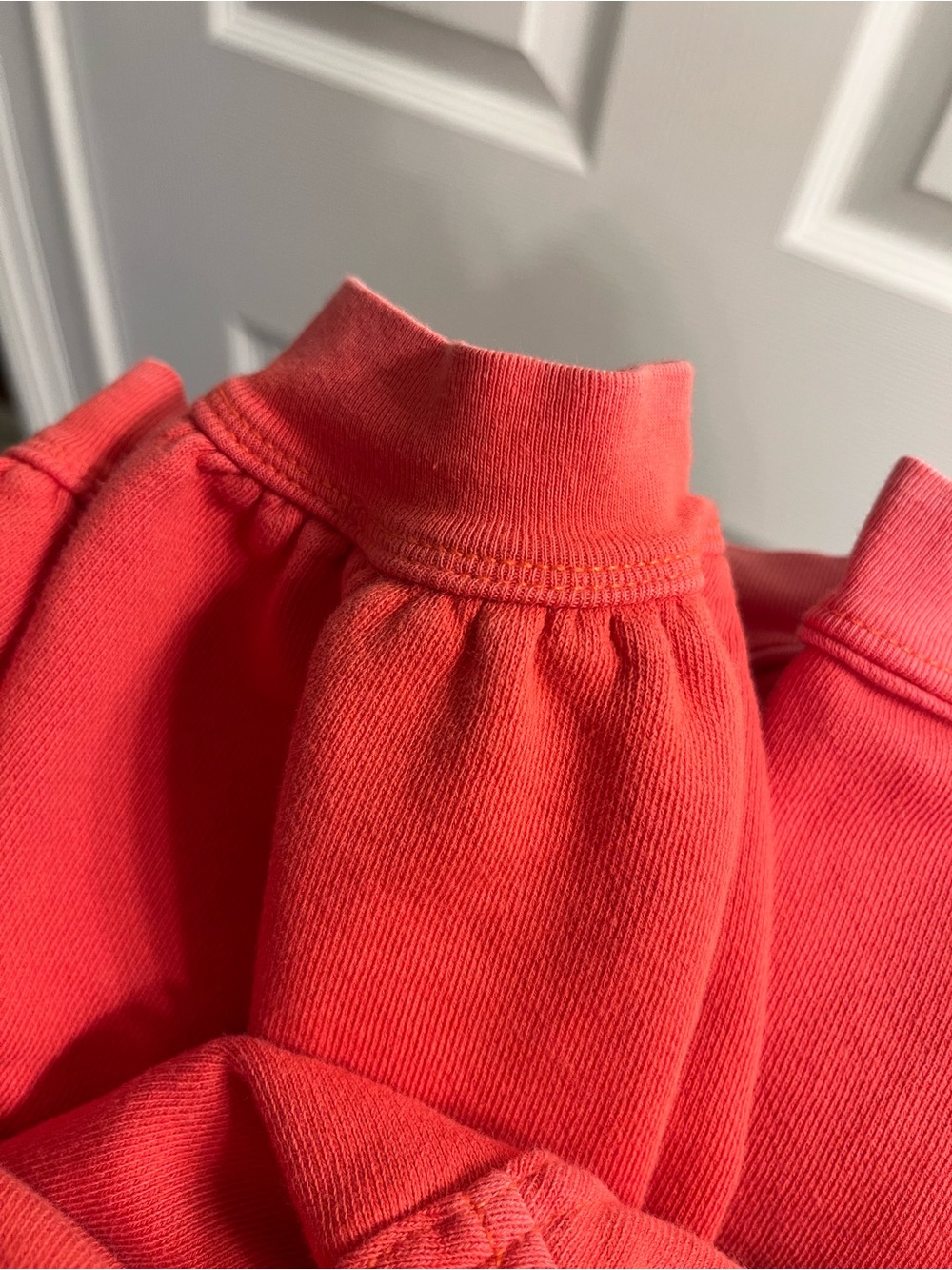 Women's Coral-Red Crewneck Sweatshirt - Relaxed Fit - Picture 8 of 8